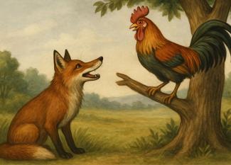 Fábula de La Fontaine para niños: El gallo y la zorra